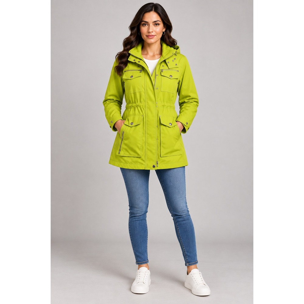 Michael Kors Anorak Jacket Womens XL Lime Green Good Hooded Utility